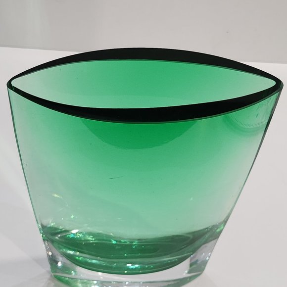 LSA International Green Ovoid Handcrafted Mouth Blown Glass Vase Ombre Style - Picture 7 of 9